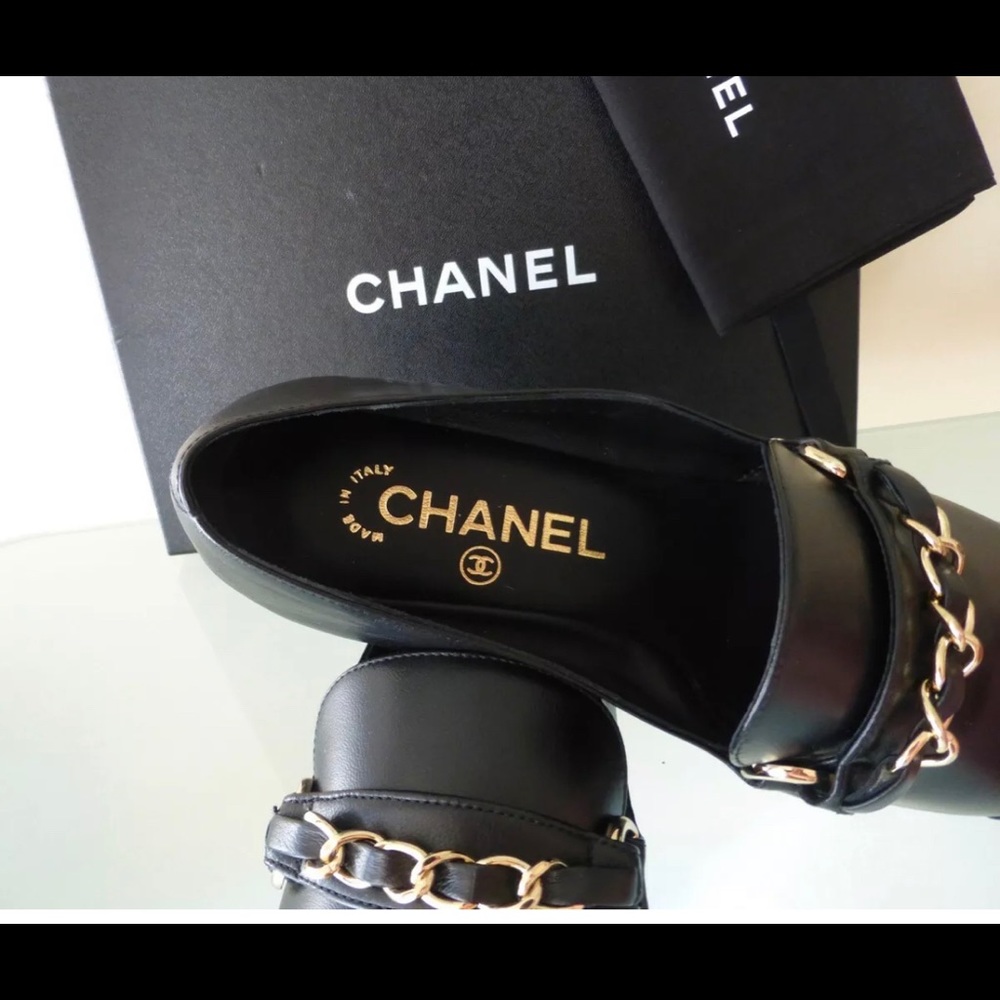 NIB CHANEL Loafers dress SHOES w/dust bag sz 38 Italy AUTHENTIC - Picture 8 of 12